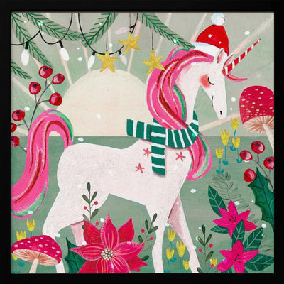 Christmas Unicorn - Square Stretched Canvas, Poster or Fine Art Print I Heart Wall Art