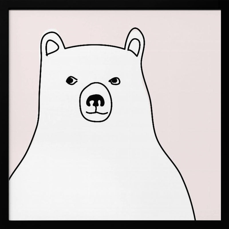 Bear In a Pink Square - Square Stretched Canvas, Poster or Fine Art Print I Heart Wall Art