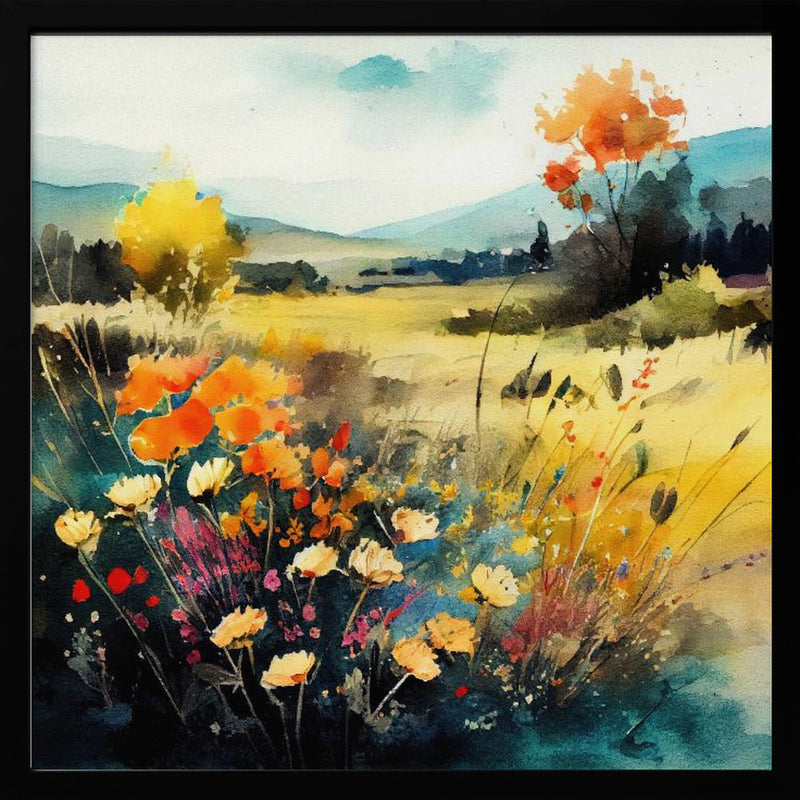 Idyllic Meadow (3) - Square Stretched Canvas, Poster or Fine Art Print I Heart Wall Art