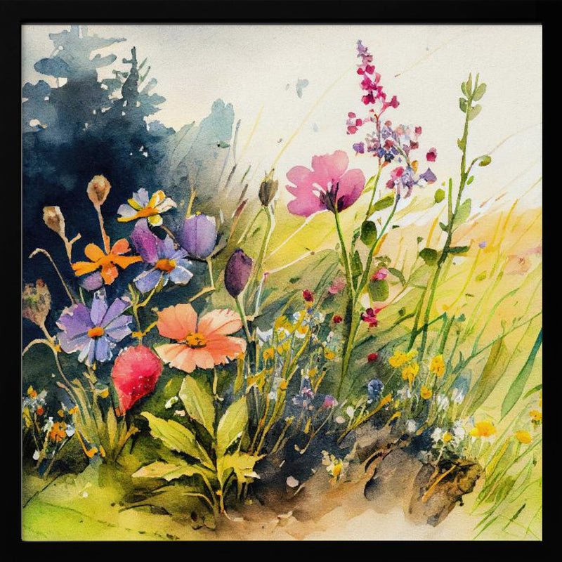 Idyllic Meadow (4) - Square Stretched Canvas, Poster or Fine Art Print I Heart Wall Art