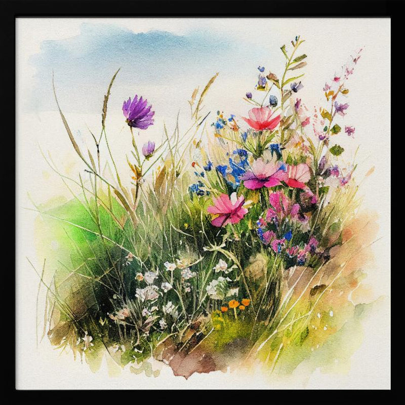 Meadow Nature Art (2) - Square Stretched Canvas, Poster or Fine Art Print I Heart Wall Art