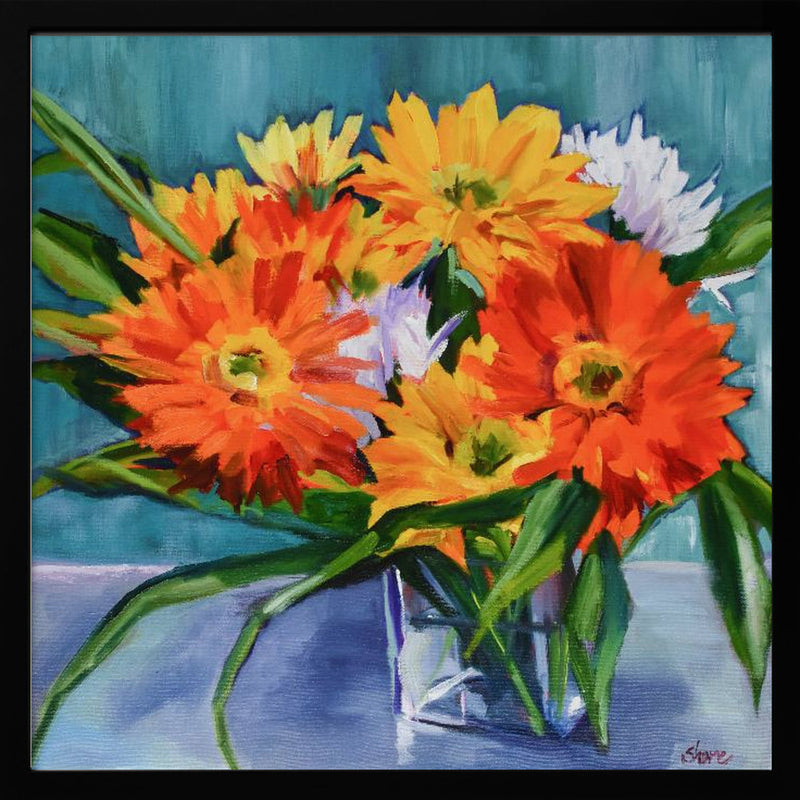 Flowers In Vase - Square Stretched Canvas, Poster or Fine Art Print I Heart Wall Art