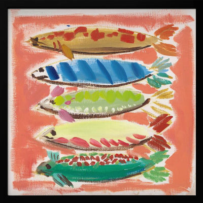 Five Fish - Square Stretched Canvas, Poster or Fine Art Print I Heart Wall Art