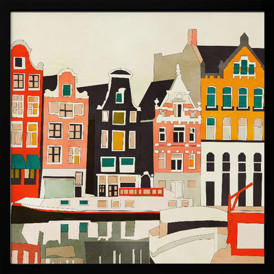 Amsterdam, Netherlands Houses 3 - Square Stretched Canvas, Poster or Fine Art Print I Heart Wall Art