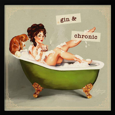 Gin and Chronic - Square Stretched Canvas, Poster or Fine Art Print I Heart Wall Art