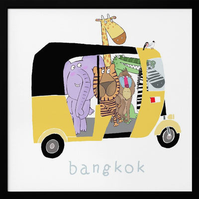 Jungle Animals Take a Ride in a Bangkok Tuk Tuk by Carla Daly - Square Stretched Canvas, Poster or Fine Art Print I Heart Wall Art