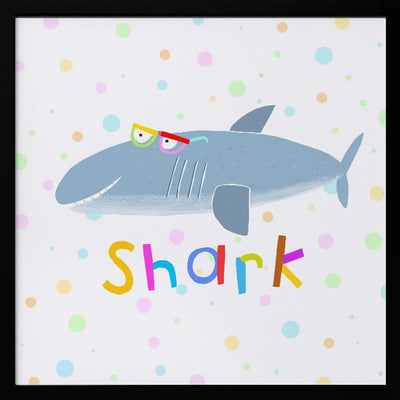 Funny Shark Wearing Glasses by Artist Carla Daly - Square Stretched Canvas, Poster or Fine Art Print I Heart Wall Art