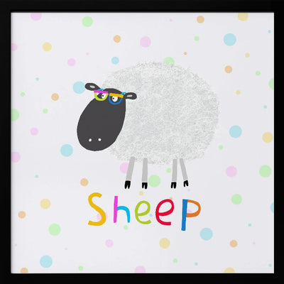 Cute Fluffy Sheep Wearing Colorful Glasses by Artist Carla Daly - Square Stretched Canvas, Poster or Fine Art Print I Heart Wall Art