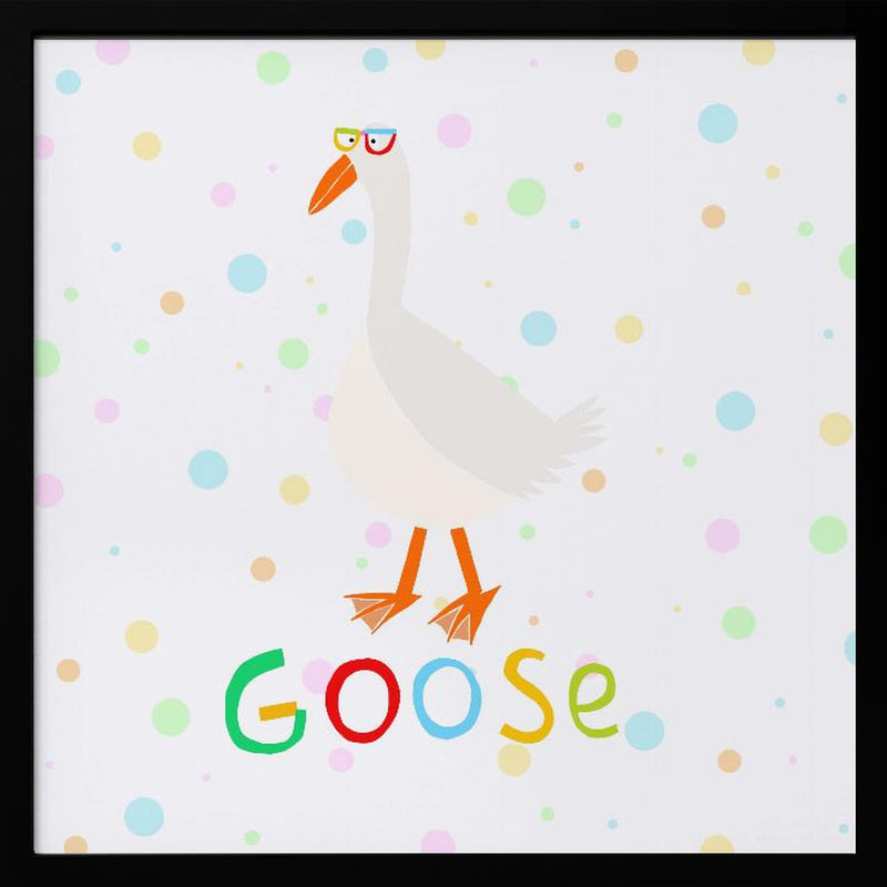 Happy Goose Wearing Colorful Glasses by Artist Carla Daly - Square Stretched Canvas, Poster or Fine Art Print I Heart Wall Art