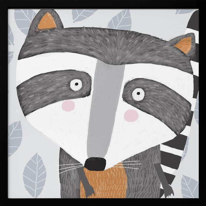 X Racoon Face2 - Square Stretched Canvas, Poster or Fine Art Print I Heart Wall Art