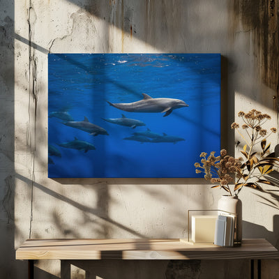 Dolphins - Stretched Canvas, Poster or Fine Art Print I Heart Wall Art