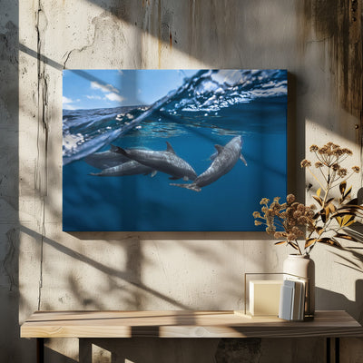 Dolphins - Stretched Canvas, Poster or Fine Art Print I Heart Wall Art