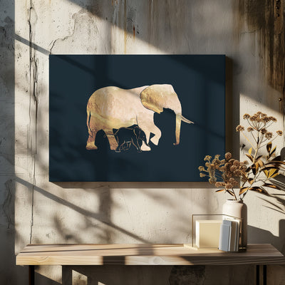 Black gold elephants 2 - Stretched Canvas, Poster or Fine Art Print I Heart Wall Art