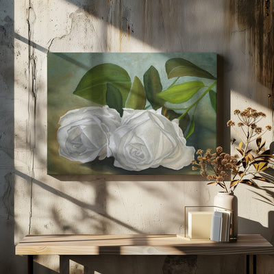 White Roses - Stretched Canvas, Poster or Fine Art Print I Heart Wall Art