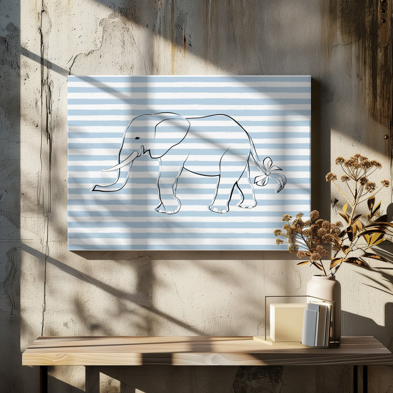 Stripe Elephant - Stretched Canvas, Poster or Fine Art Print I Heart Wall Art