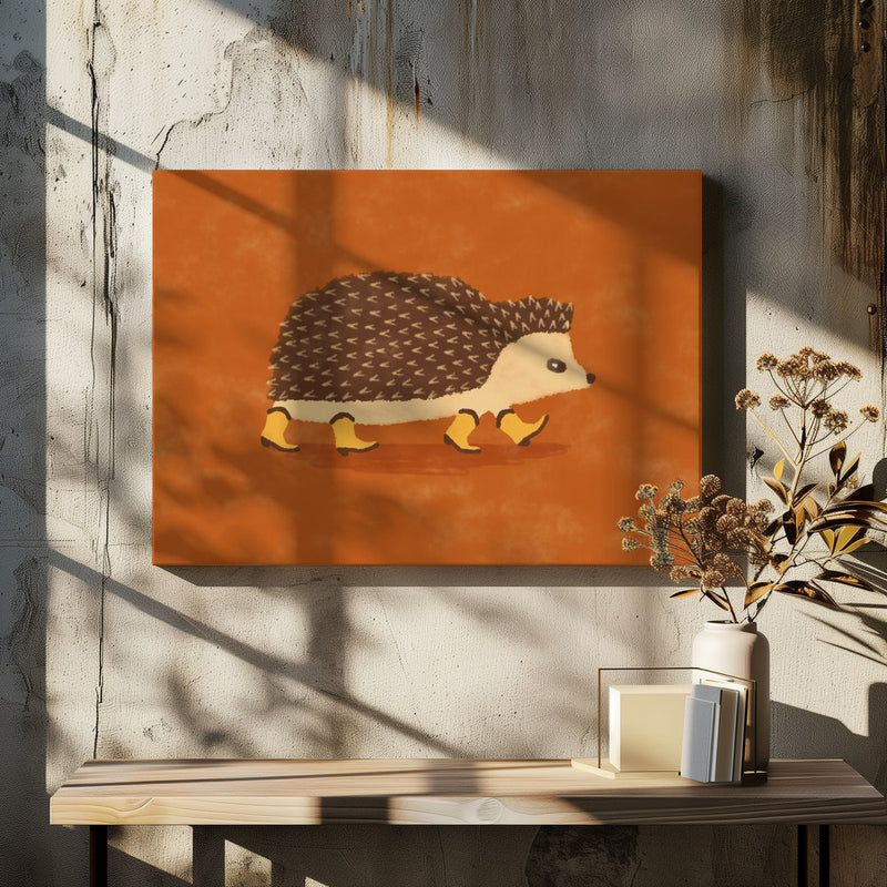 Sonny the Hedgehog Running In Cowboy Boots - Stretched Canvas, Poster or Fine Art Print I Heart Wall Art