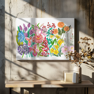 Flowers in the Garden - Stretched Canvas, Poster or Fine Art Print I Heart Wall Art