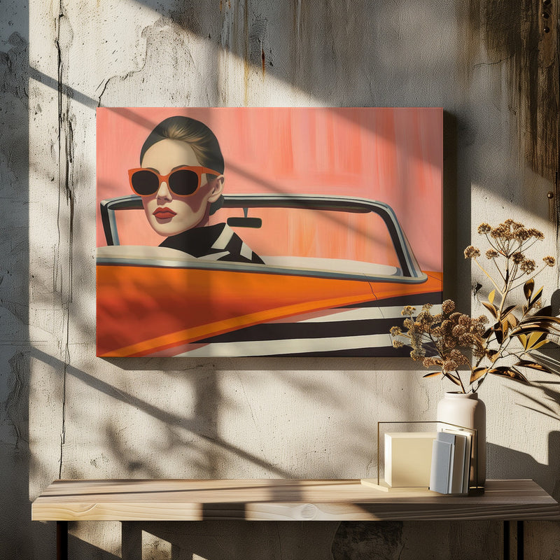 Woman In a Cadilac - Stretched Canvas, Poster or Fine Art Print I Heart Wall Art