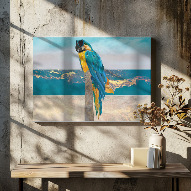 Macaw Seaside Landscape - Stretched Canvas, Poster or Fine Art Print I Heart Wall Art