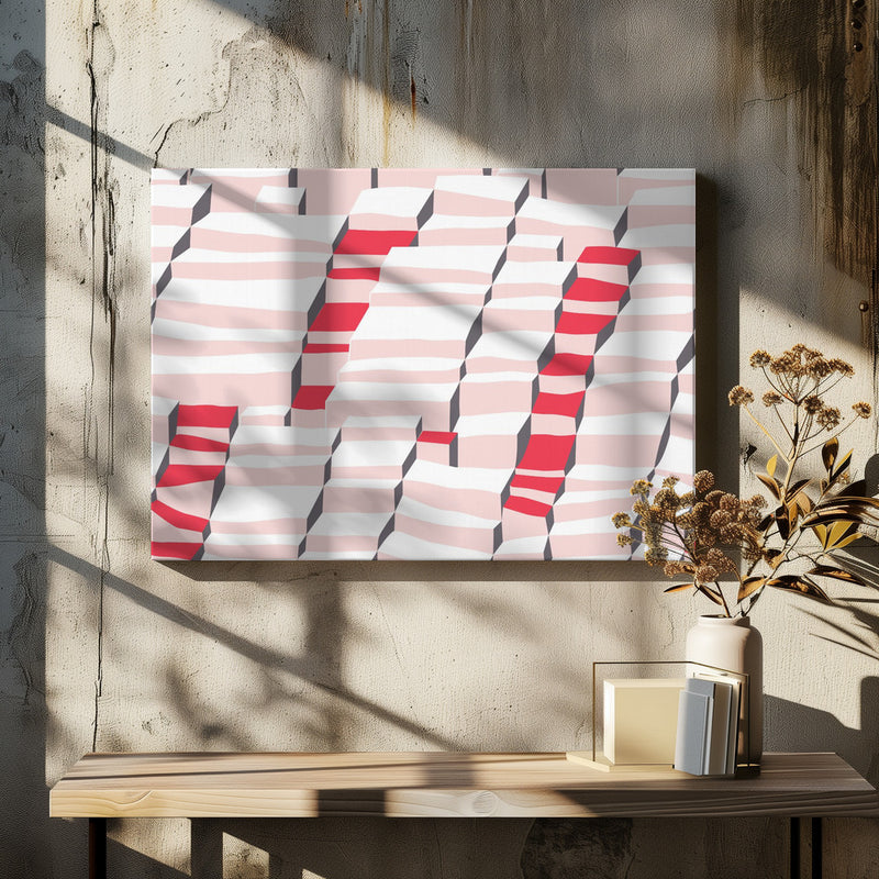 City life always up pearl pink pattern - Stretched Canvas, Poster or Fine Art Print I Heart Wall Art