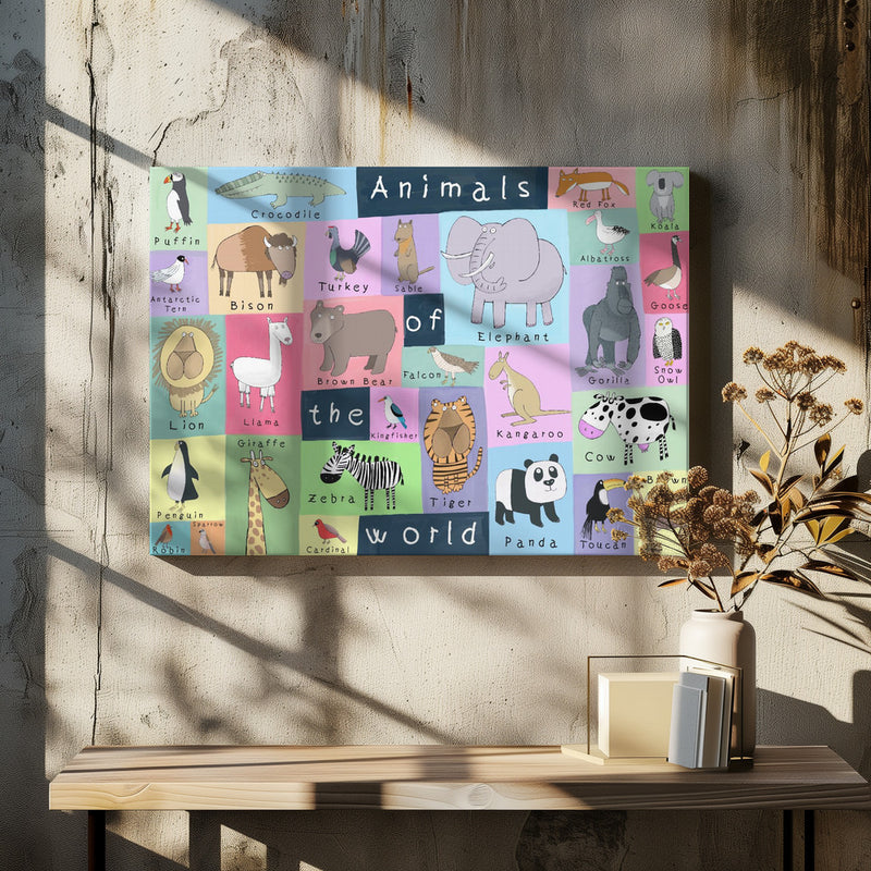 Animals of the World Illustration by Artist Carla Daly - Stretched Canvas, Poster or Fine Art Print I Heart Wall Art