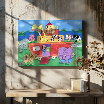 The Animals Enter Two by Two into Noah&#039;s Ark - Stretched Canvas, Poster or Fine Art Print I Heart Wall Art