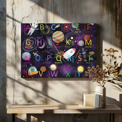 Space Alphabet Illustration by Artist Carla Daly - Stretched Canvas, Poster or Fine Art Print I Heart Wall Art