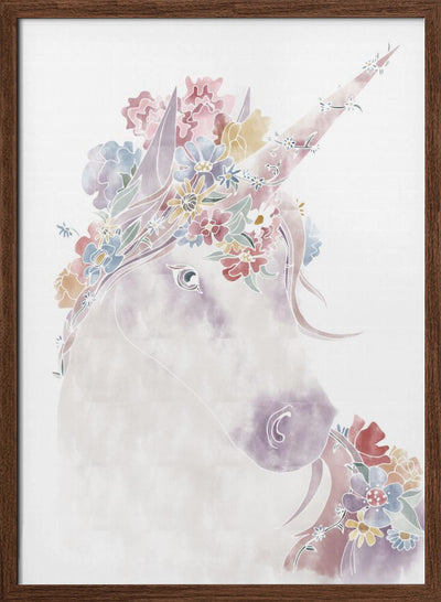 Unicorn Floral - Stretched Canvas, Poster or Fine Art Print I Heart Wall Art