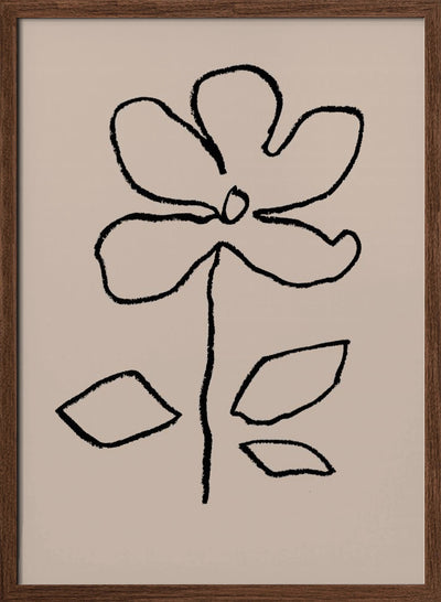 Oil Pastel Flower Black - Stretched Canvas, Poster or Fine Art Print I Heart Wall Art