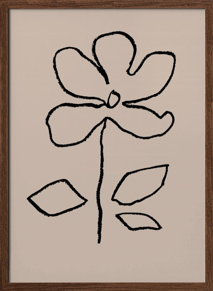 Oil Pastel Flower Black - Stretched Canvas, Poster or Fine Art Print I Heart Wall Art