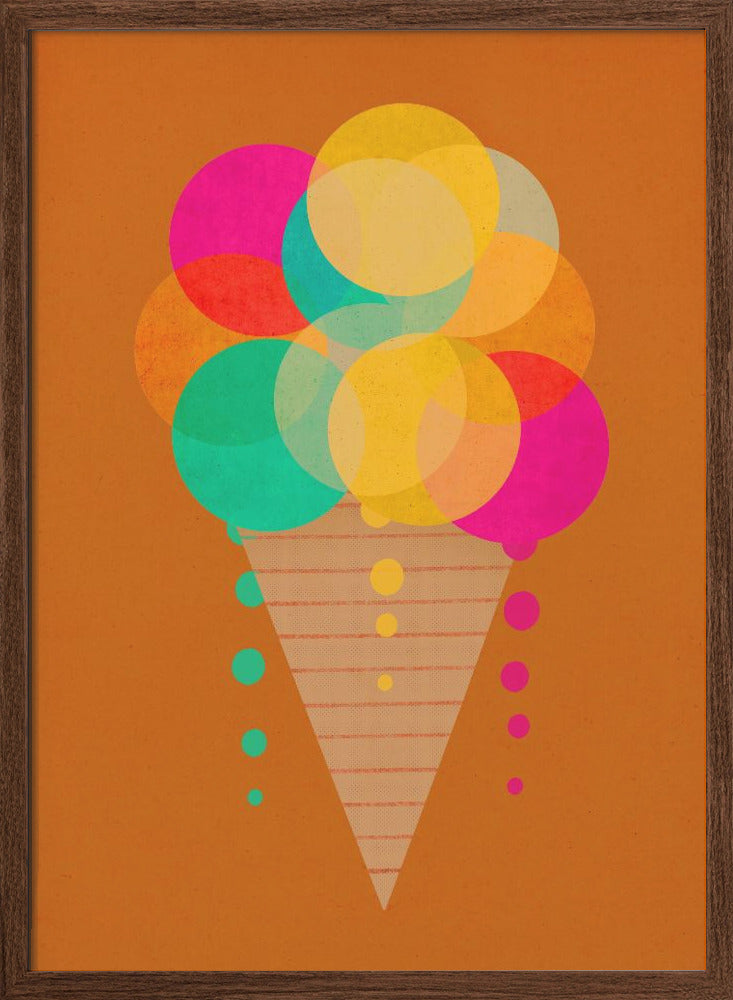 Neon Ice Cream - Stretched Canvas, Poster or Fine Art Print I Heart Wall Art