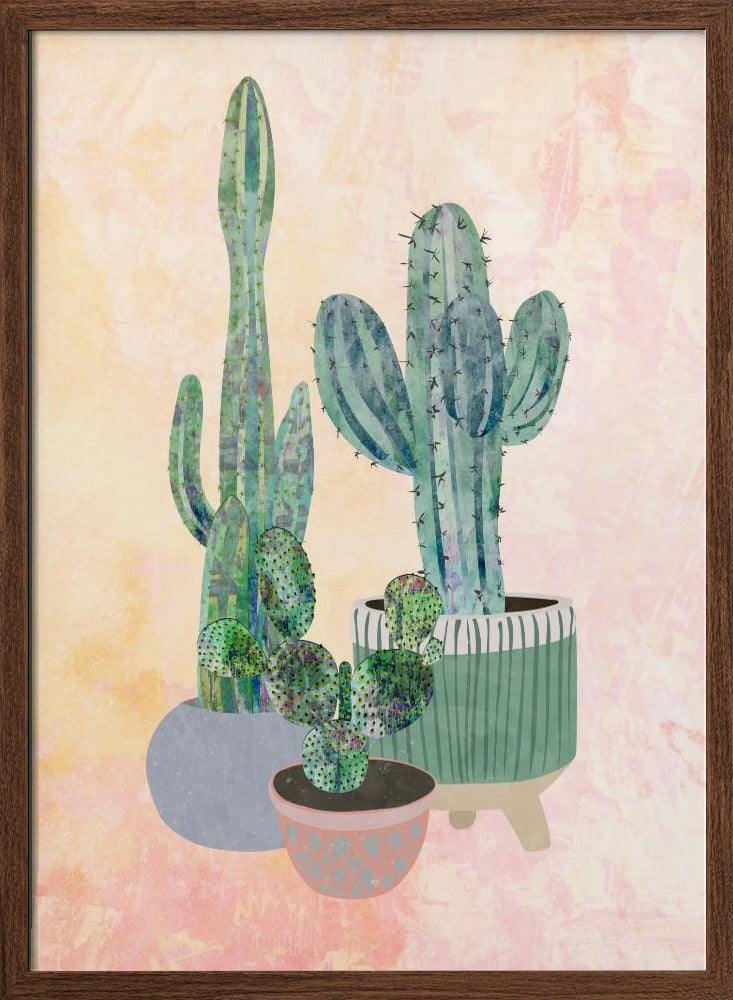 Boho Cactus Trio - Stretched Canvas, Poster or Fine Art Print I Heart Wall Art