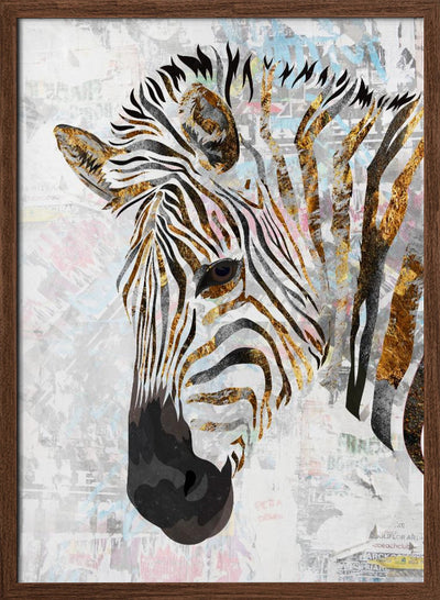 Grunge gold zebra - Stretched Canvas, Poster or Fine Art Print I Heart Wall Art