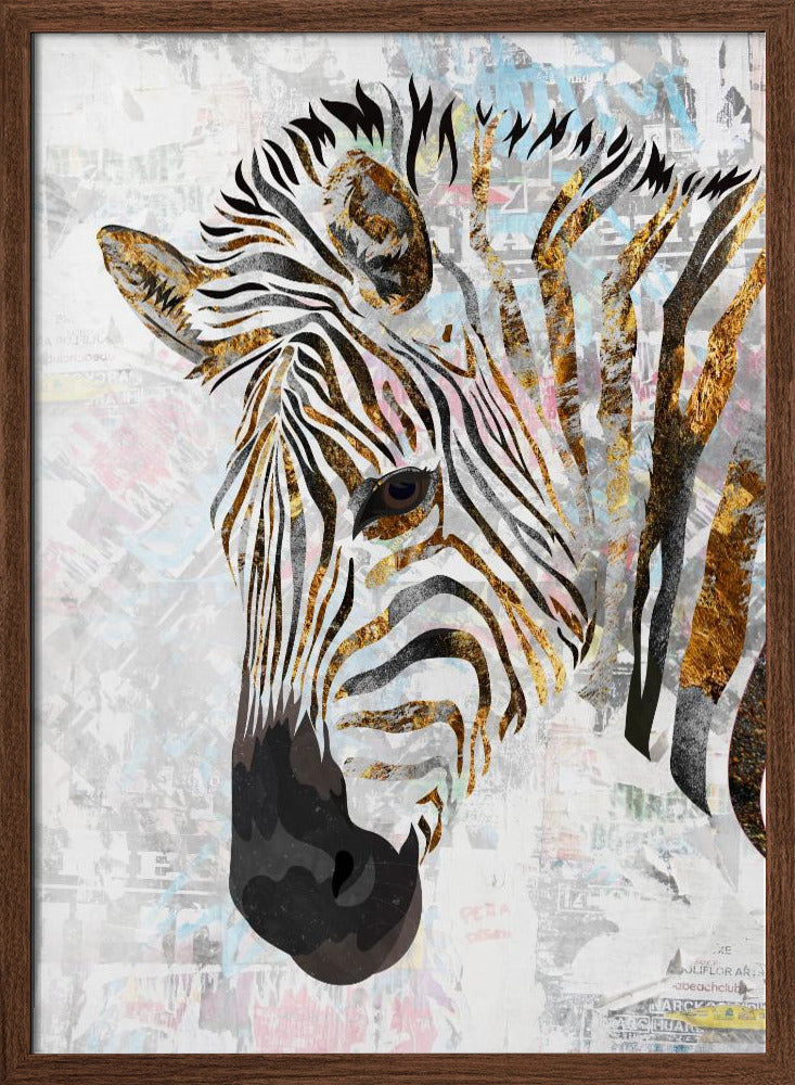 Grunge gold zebra - Stretched Canvas, Poster or Fine Art Print I Heart Wall Art