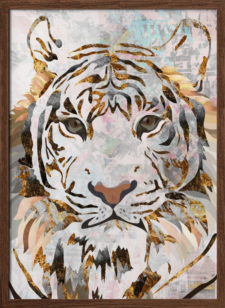 Grunge Gold Tiger - Stretched Canvas, Poster or Fine Art Print I Heart Wall Art