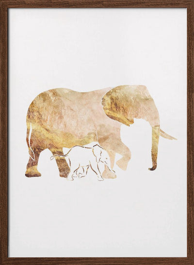 White Gold Elephants - Stretched Canvas, Poster or Fine Art Print I Heart Wall Art