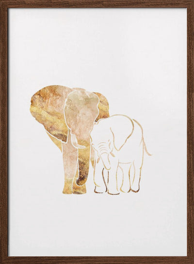 White Gold Elephants 2 - Stretched Canvas, Poster or Fine Art Print I Heart Wall Art