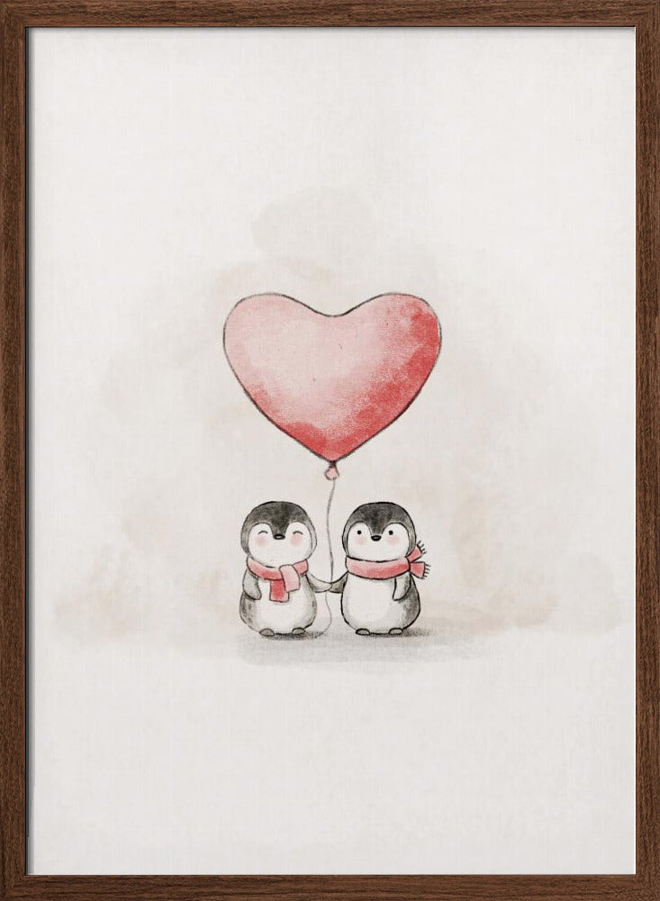 Penguin in Love - Stretched Canvas, Poster or Fine Art Print I Heart Wall Art