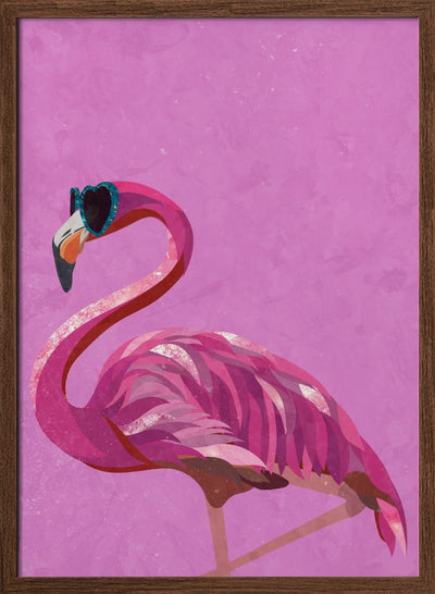 Magenta Metallic Flamingo - Stretched Canvas, Poster or Fine Art Print I Heart Wall Art