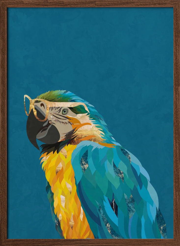 Vibrant macaw wearing glasses - Stretched Canvas, Poster or Fine Art Print I Heart Wall Art