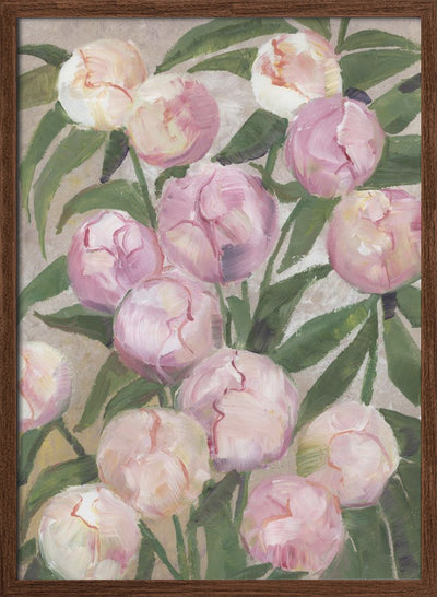 Valenty painterly peonies - Stretched Canvas, Poster or Fine Art Print I Heart Wall Art