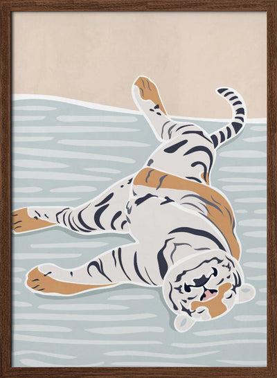 Scandi Sleeping Tiger Children's Art - Stretched Canvas, Poster or Fine Art Print I Heart Wall Art