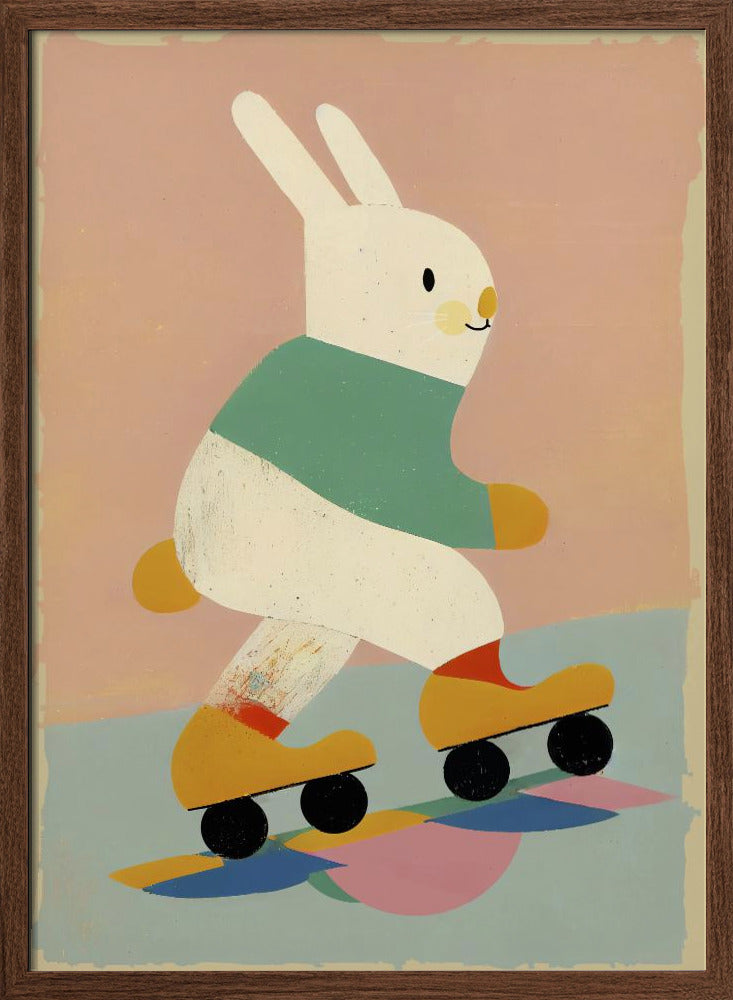 Skating Bunny - Stretched Canvas, Poster or Fine Art Print I Heart Wall Art