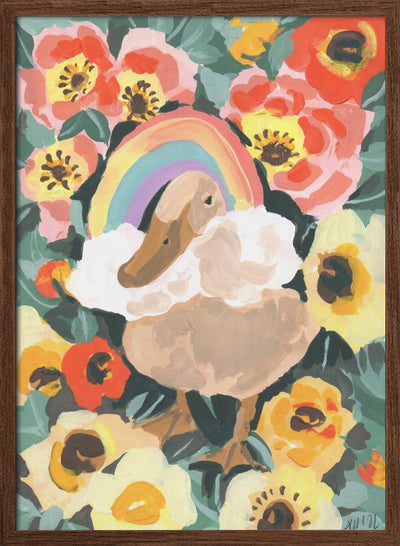 Duck With Rainbow - Stretched Canvas, Poster or Fine Art Print I Heart Wall Art