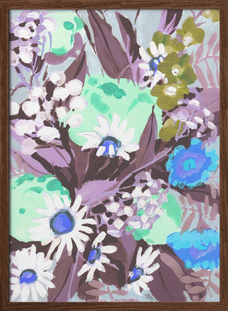 Daisies On Purple Grass - Stretched Canvas, Poster or Fine Art Print I Heart Wall Art