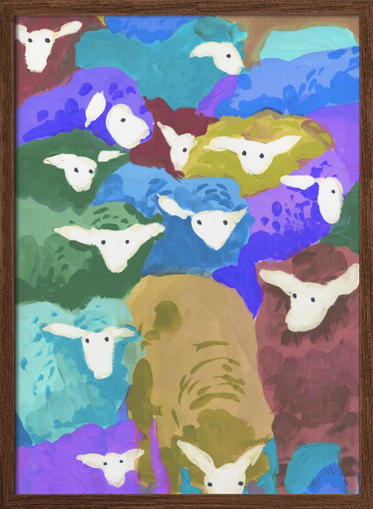 Colorful Sheep Cocktail seaside - Stretched Canvas, Poster or Fine Art Print I Heart Wall Art