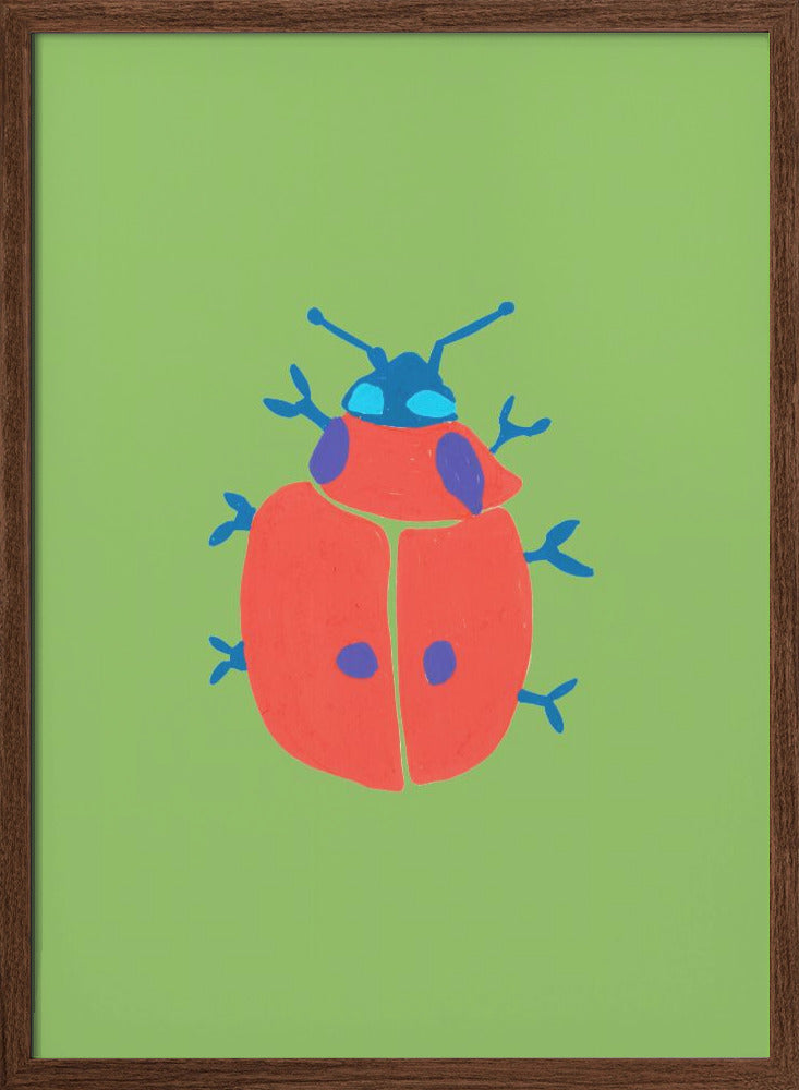 Bold Ladybug On The Grass - Stretched Canvas, Poster or Fine Art Print I Heart Wall Art