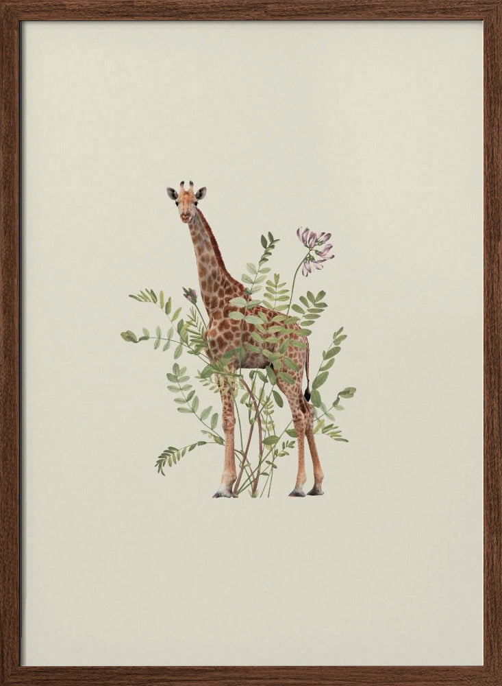 Floral giraffe - Stretched Canvas, Poster or Fine Art Print I Heart Wall Art