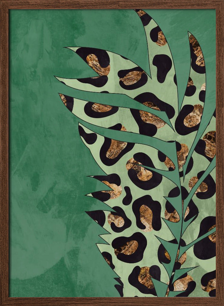 Green leopard print palm leaf - Stretched Canvas, Poster or Fine Art Print I Heart Wall Art
