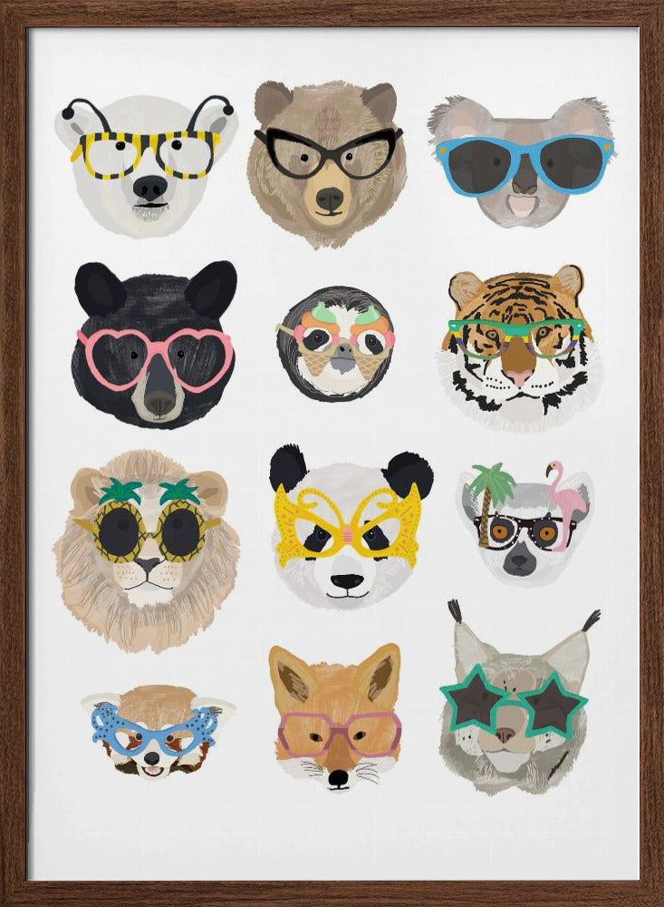 Big Cats in glasses print - Stretched Canvas, Poster or Fine Art Print I Heart Wall Art